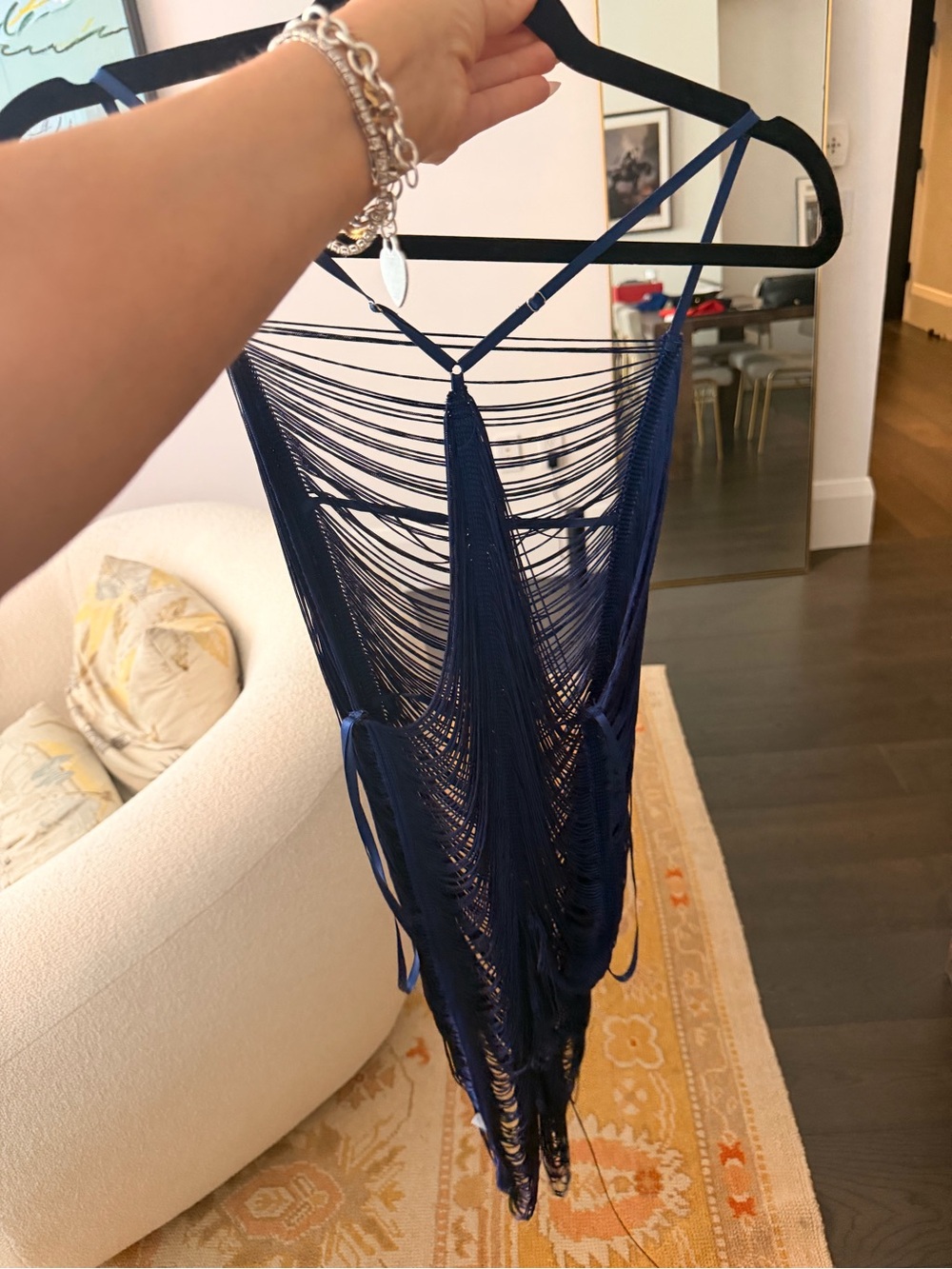 Dreamgirl Navy Blue Fringe Dress Cover-Up